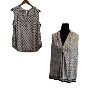 Women’s Sleeveless Black White Print Tops Bundle Size M Business Casual